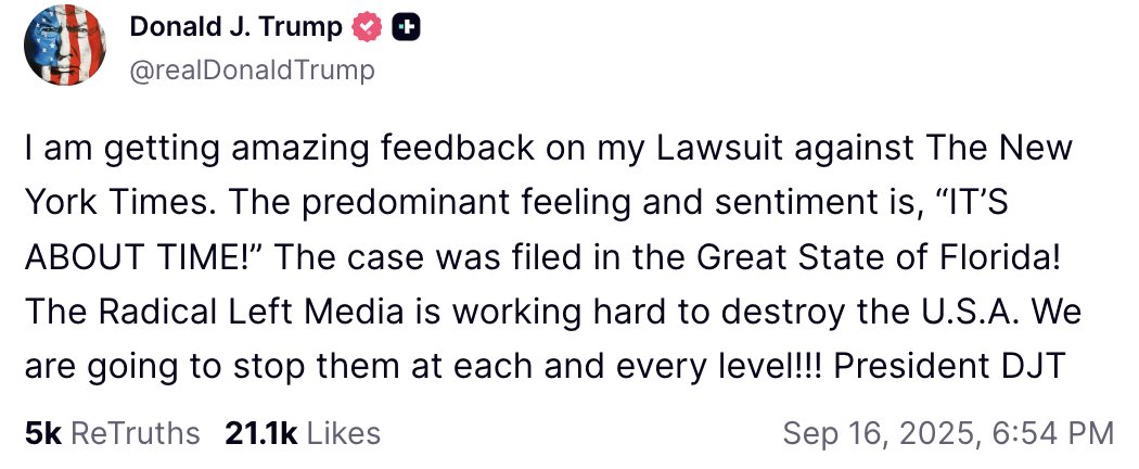 Trump Complaint Against NYT Gets Benchslapped Into Oblivion