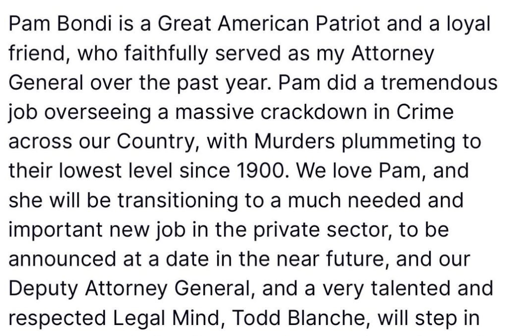 Pam Bondi… You’re Fired!