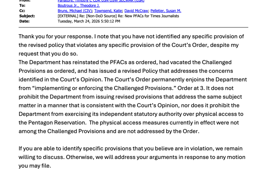 Defense Department Lawyering Almost As Good As Hegseth’s Pullups