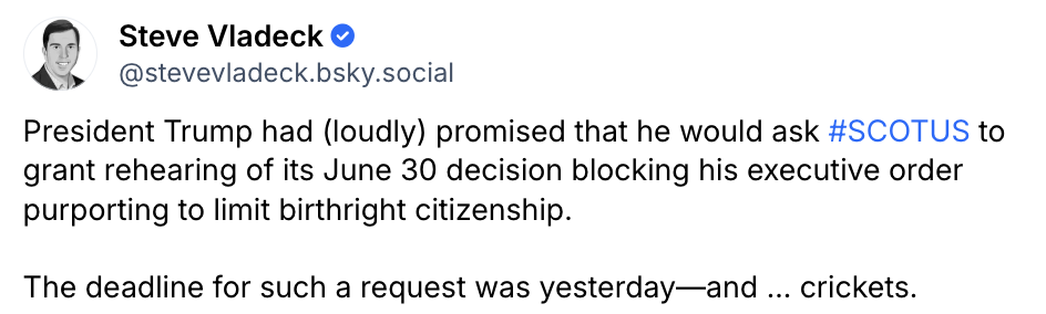 Trump Fails To File Promised Birthright Citizenship Rehearing Before Deadline